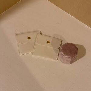 Cream Leather Pouches with Pink Velvet Ring Box